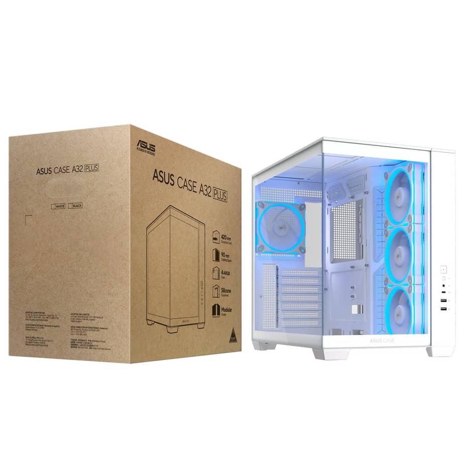 Asus A32 Plus ARGB Dual-Chamber Gaming Case - White — view 3