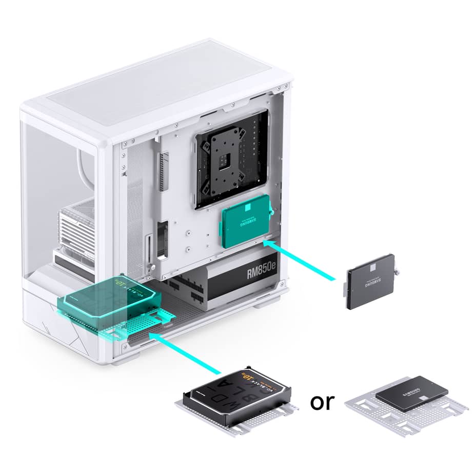 Jonsbo D200 Midi-Tower mATX Gaming Case - White — view 3