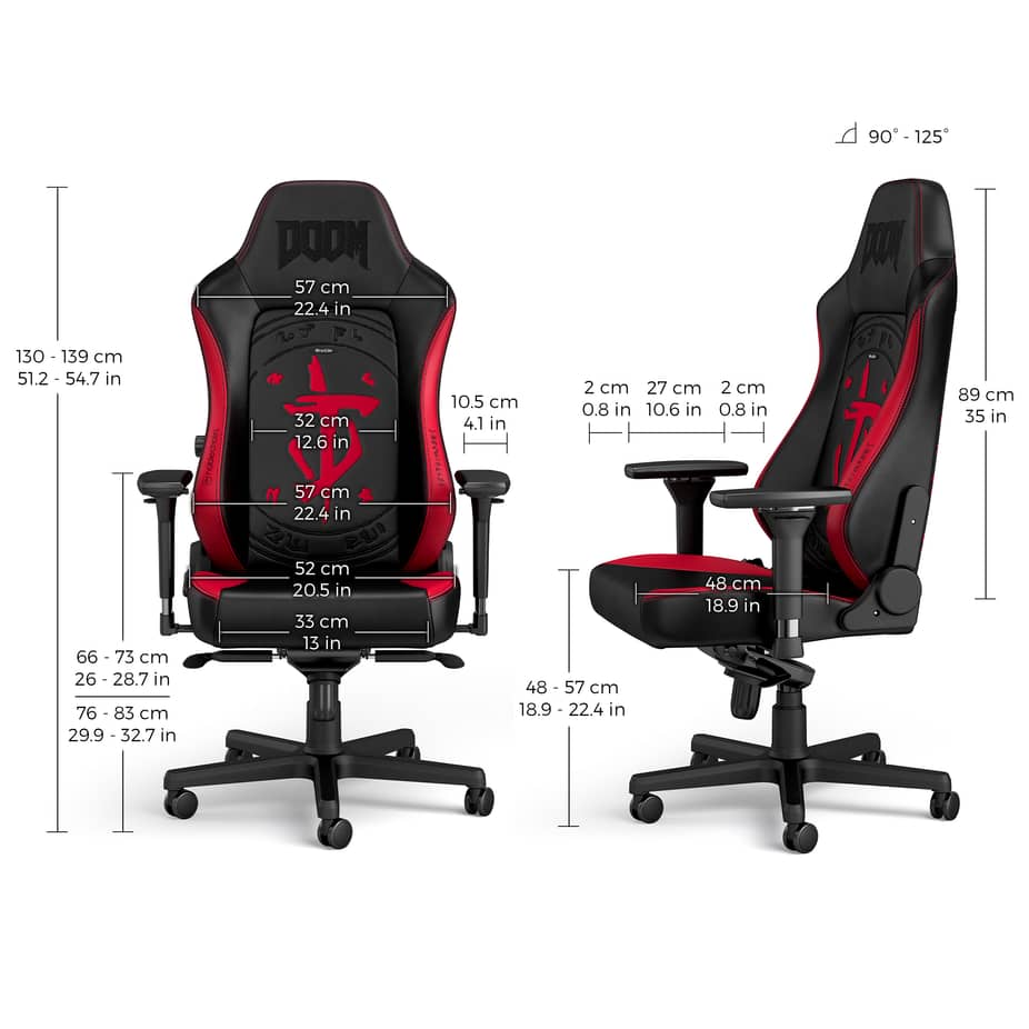 noblechairs HERO Gaming Chair - DOOM Edition - Black/Red — view 3